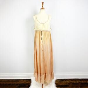 Vintage Nightgown Dusty Rose Pink and Off White Maxi Val Mode Size L/XL
